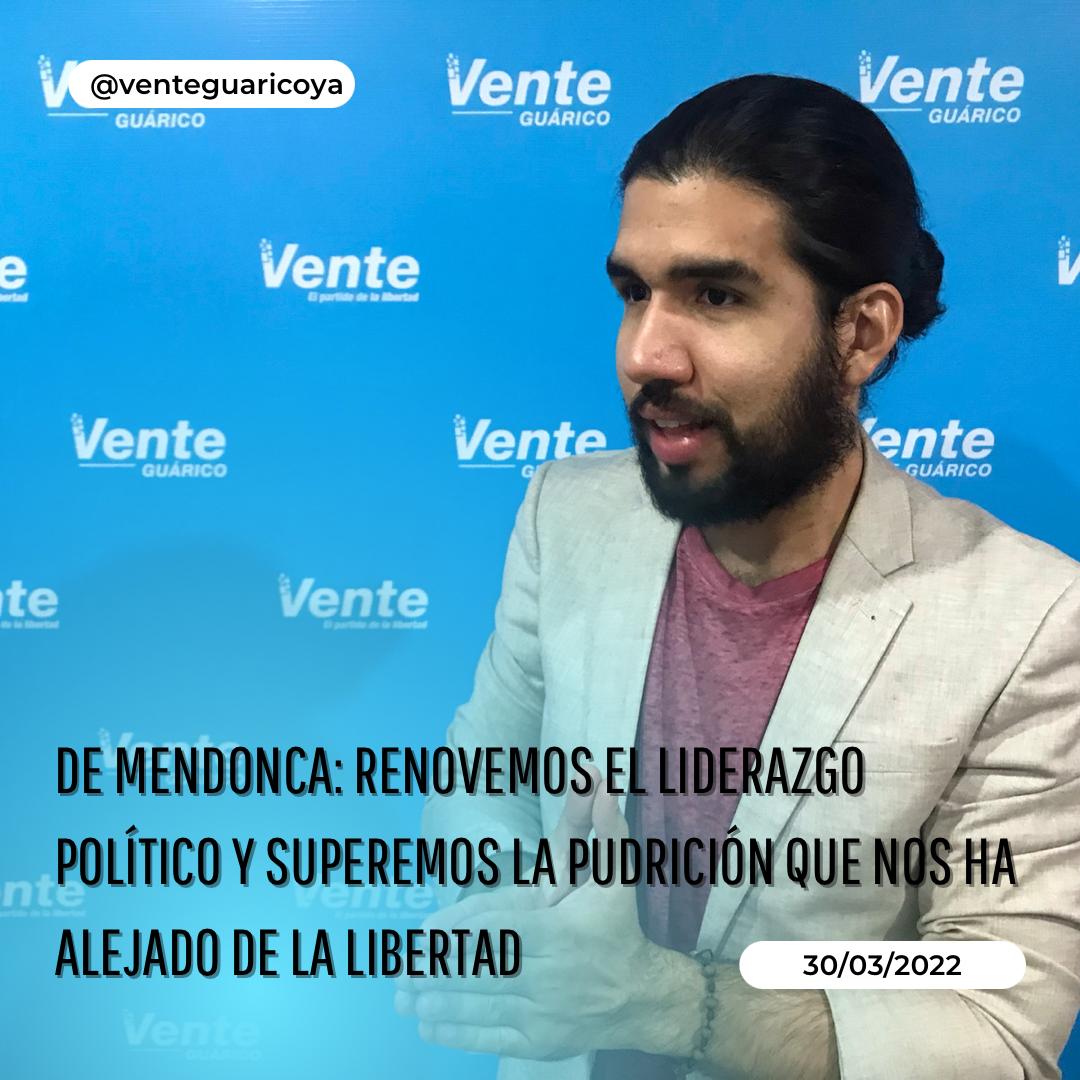 De Mendonca: Renovemos el liderazgo político y superemos la pudrición que nos aleja de la libertad