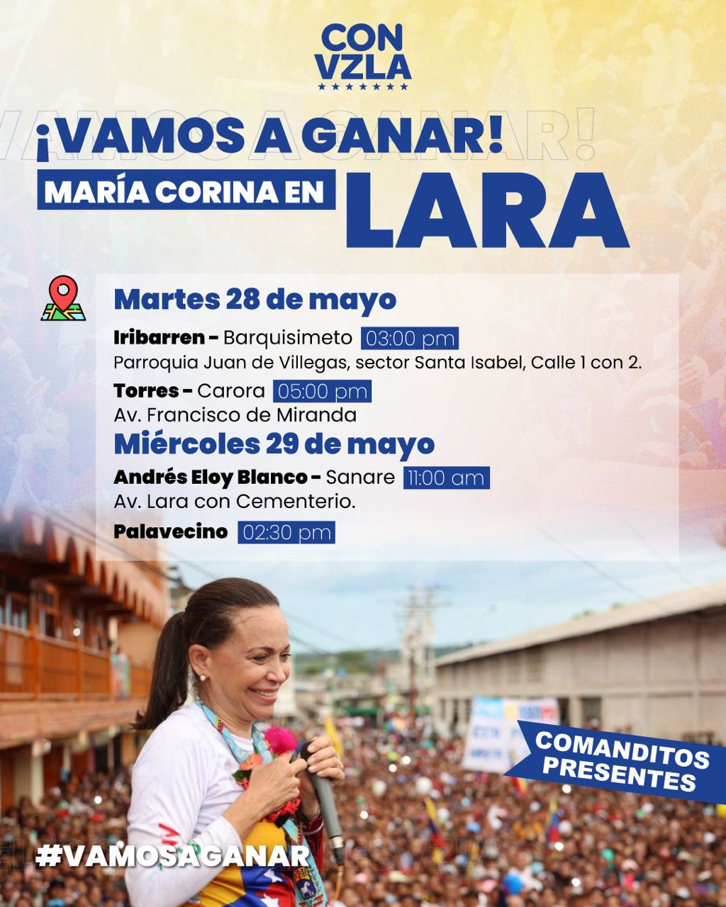 Lara se prepara para recibir este martes a la líder María Corina Machado